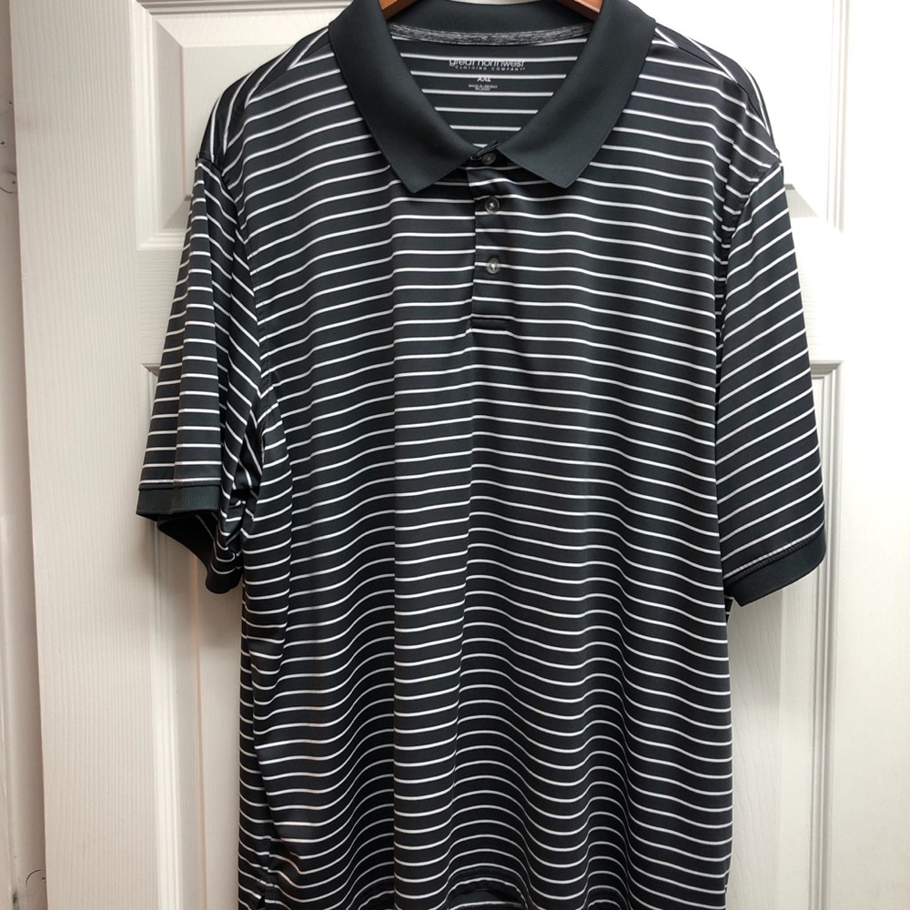 Great Northwest Clothing Company Black Polo with White Stripes